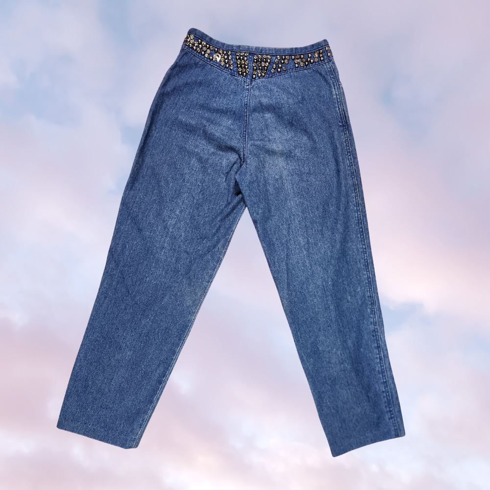 Vtg 90s Della Sport Studded Horse High Waist Mom Boot Cut Denim Jeans Sz 10 - Picture 3 of 6